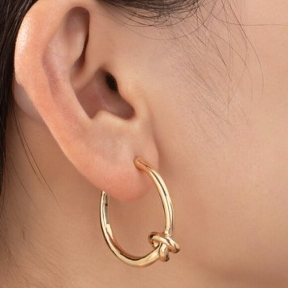 ASTRID GOLD KNOT HOOP EARRINGS - Picture 2 of 2